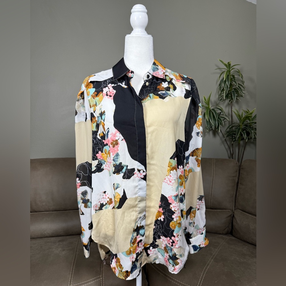 3.1 Phillip Lim X Target Floral Button Up Blouse Sz M Summer Spring Easter Party - Picture 5 of 15